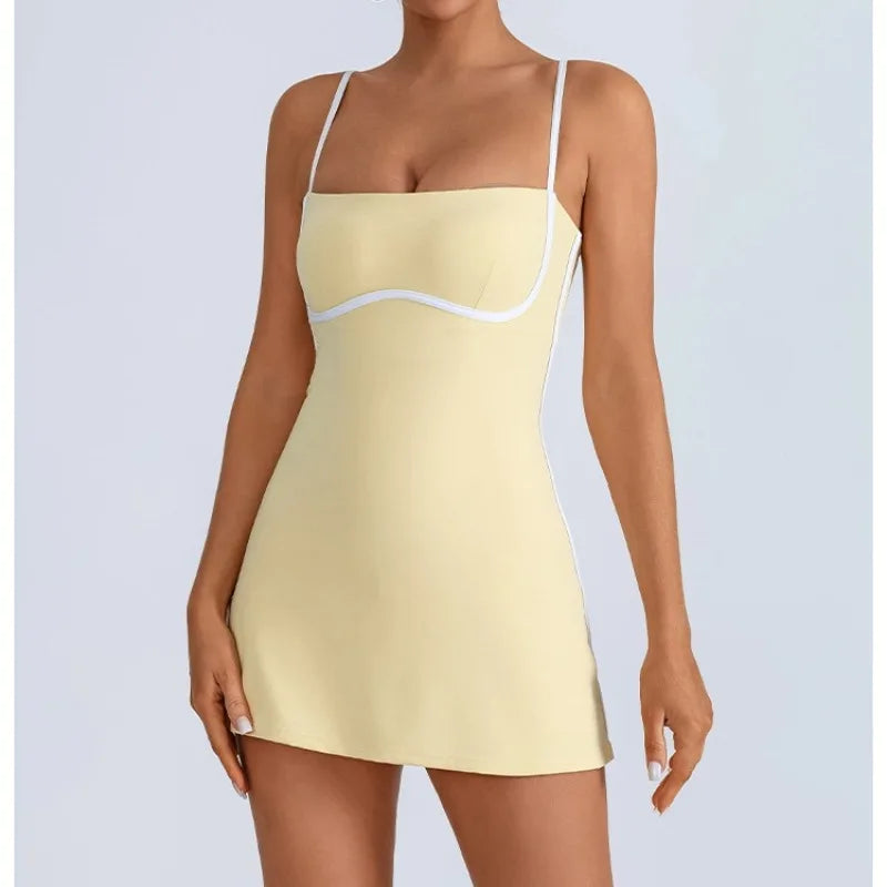 Tennis Golf Dress with Built-in Shorts & Chest Pad