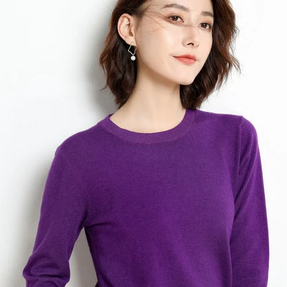 Round Neck Knit Sweater Long Sleeve Regular Fit Pullover