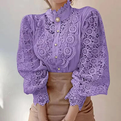 Elegant Lace Hollow Out Blouse