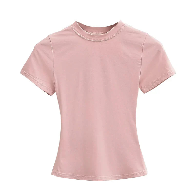 Solid Slim Short Sleeve Crew Neck Tee