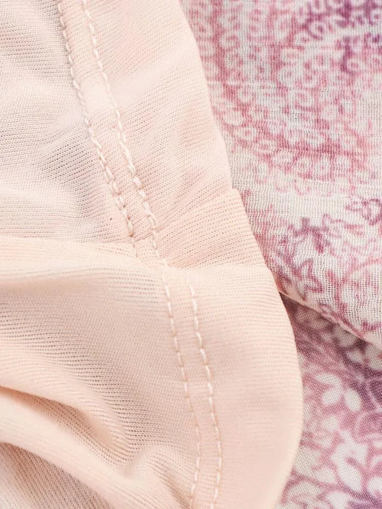 MIDI Dress Vintage Print Chiffon V-Neck Cascading Ruffle Long Sleeve Female Elegant Street Dresses Clothing
