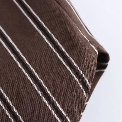 Women's Striped Button-Up Shirt - Long Sleeve Turn-Down Collar Blouse