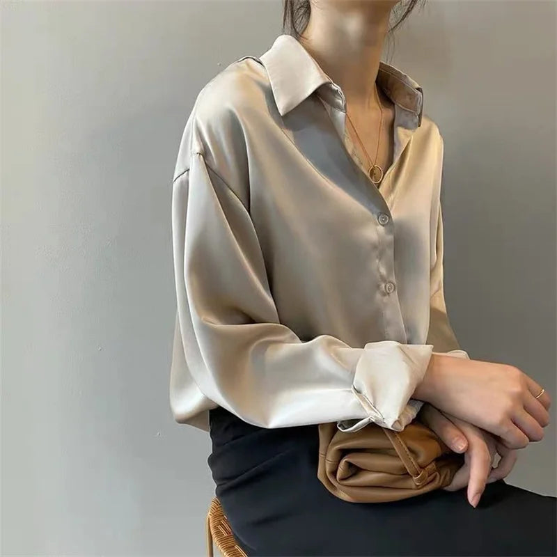Casual Long Sleeve Button-Down Blouse