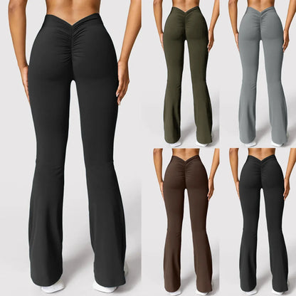 High Waist Flared Yoga Pants V-Back Hip Lifting Slim Fit Sports