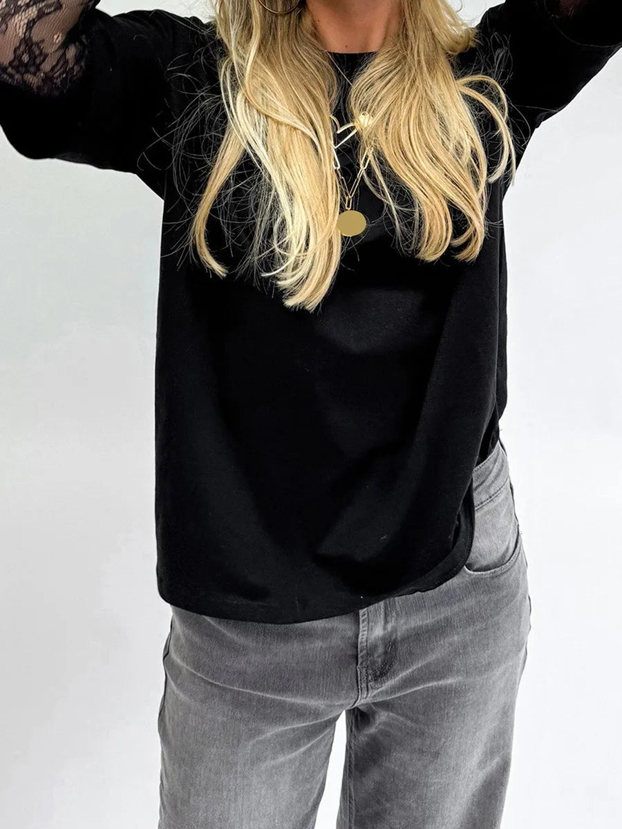 Lace Long Sleeve Loose Tee