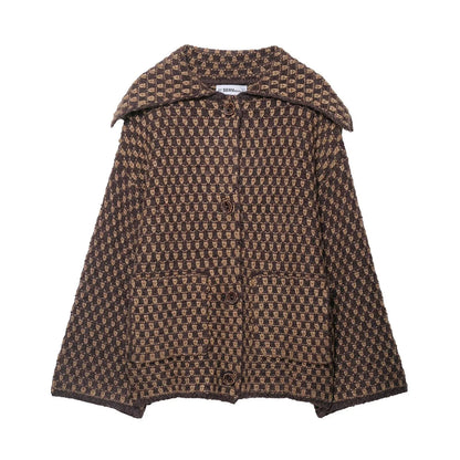 Women's Korean Style Knitted Cardigan - Loose Fit Button-Up Jacket