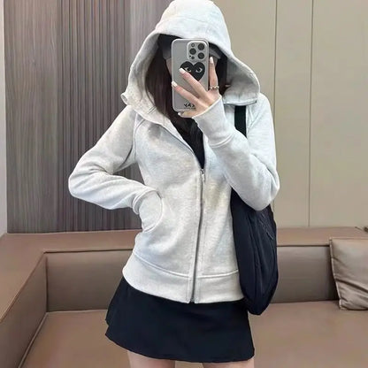 Hooded Zip-Up Sweatshirt Long Sleeve Regular Fit Jacket