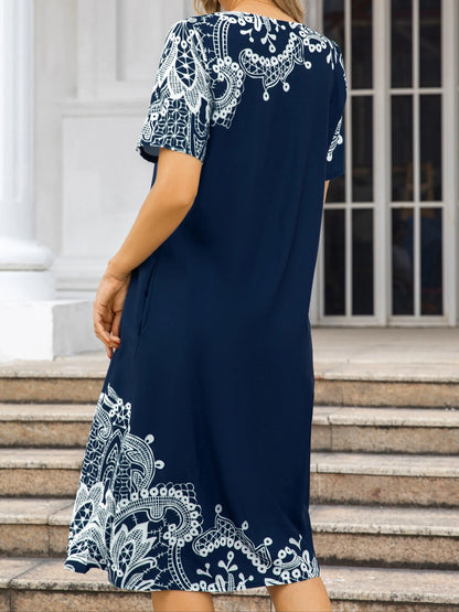 Women's Plus Size Casual Dress - Elegant Loose Fit Print Dress