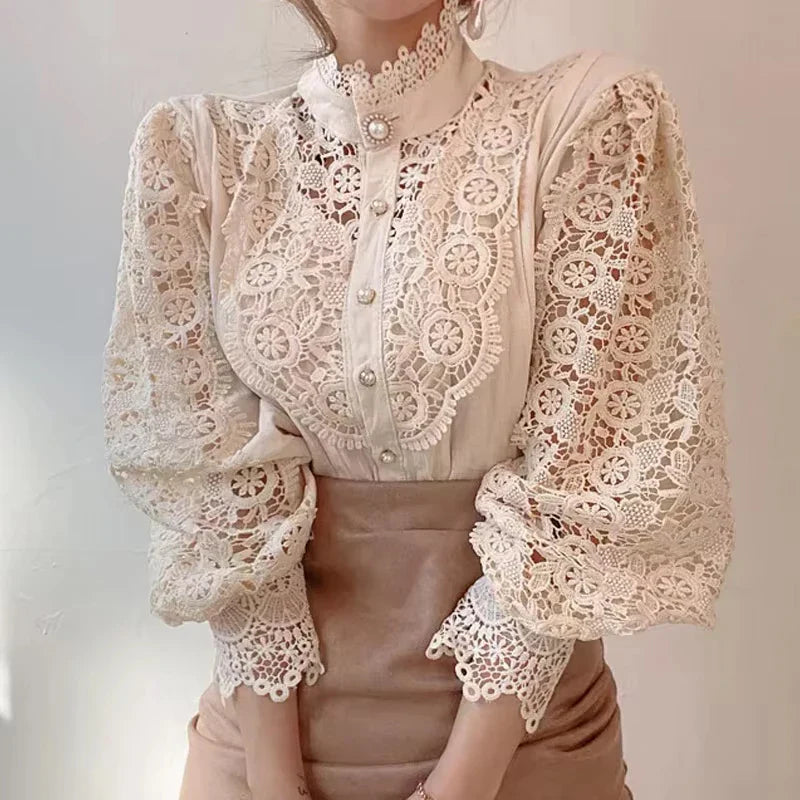 Elegant Lace Hollow Out Blouse