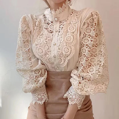 Elegant Lace Hollow Out Blouse