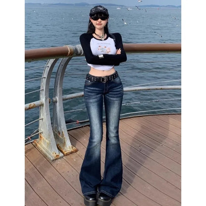 Y2K High Waist Flared Jeans Women Slim Fit Retro Denim Bootcut Pants