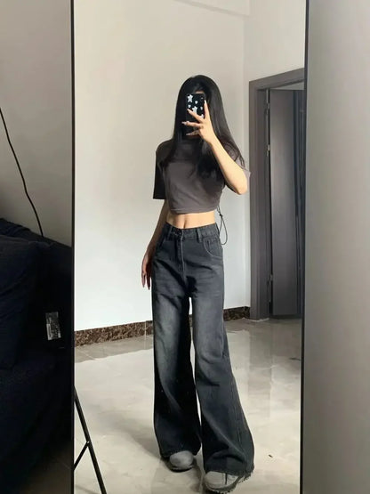 High Waist Loose Straight Wide-Leg Jeans