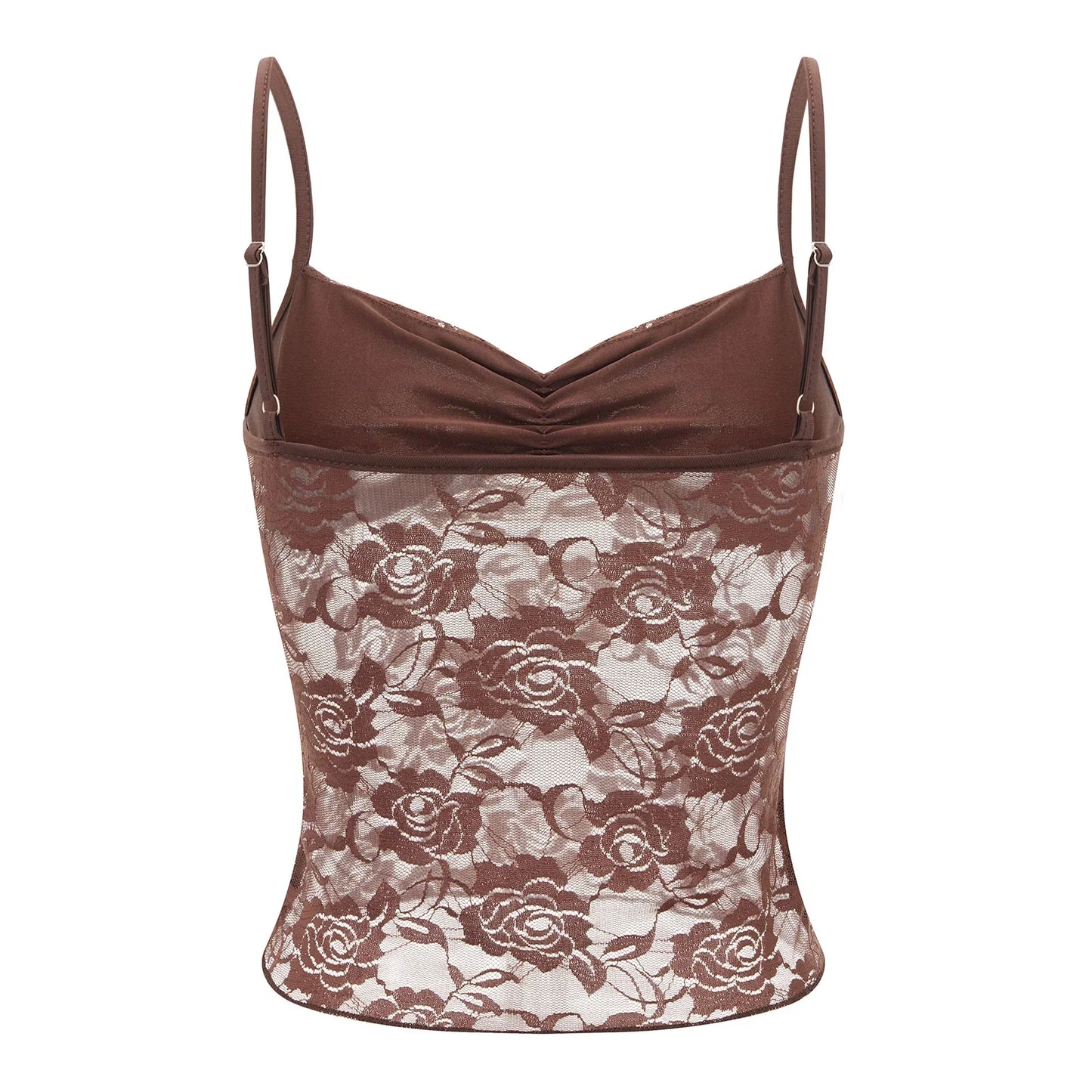 Women's Summer Lace Cami Tops Sleeveless Ruched Front Solid Color Camisole Slim Fit Tank Tops