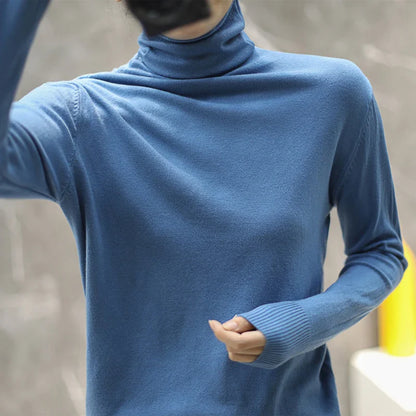 Turtleneck Knit Sweater Long Sleeve Slim Fit Pullover