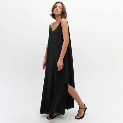 V-Neck Backless Split Maxi Dress