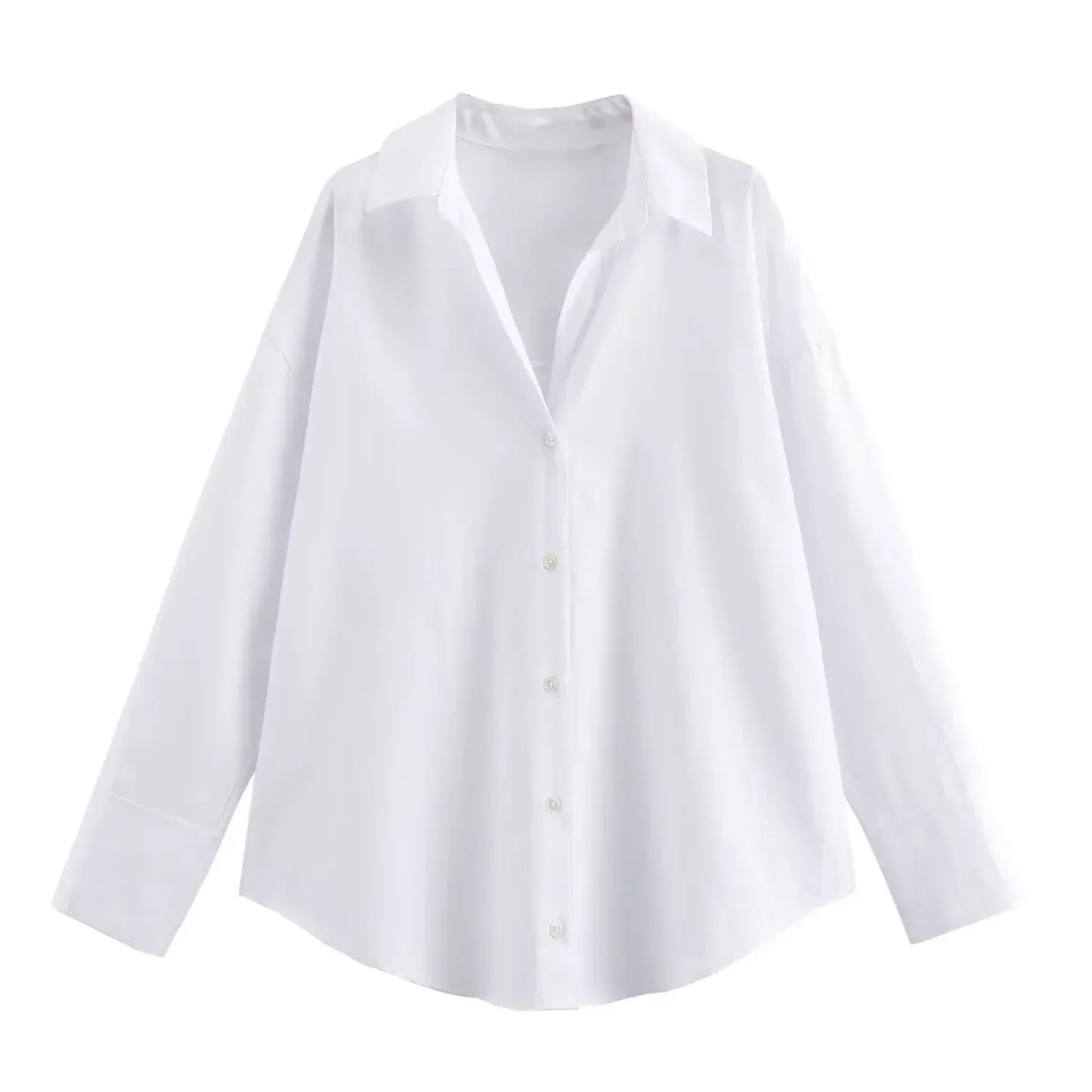 Women's Oxford Button-Up Blouse - Long Sleeve Lapel Shirt