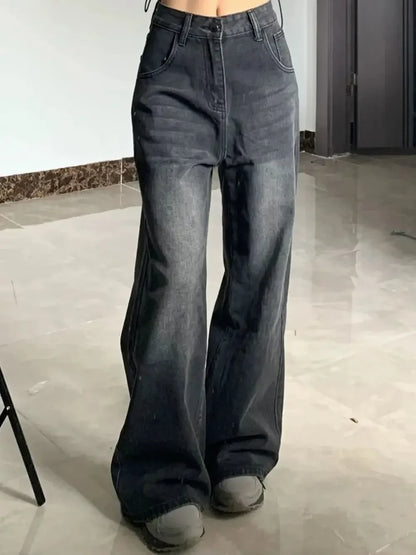 High Waist Loose Straight Wide-Leg Jeans