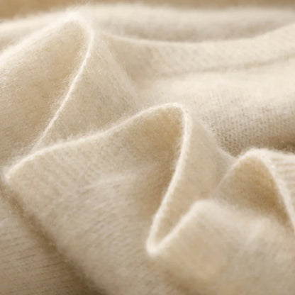 Hooded Merino Wool Sweater Long Sleeve Loose Fit Pullover