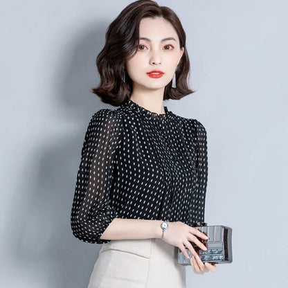 Women's Polka Dot Chiffon Blouse