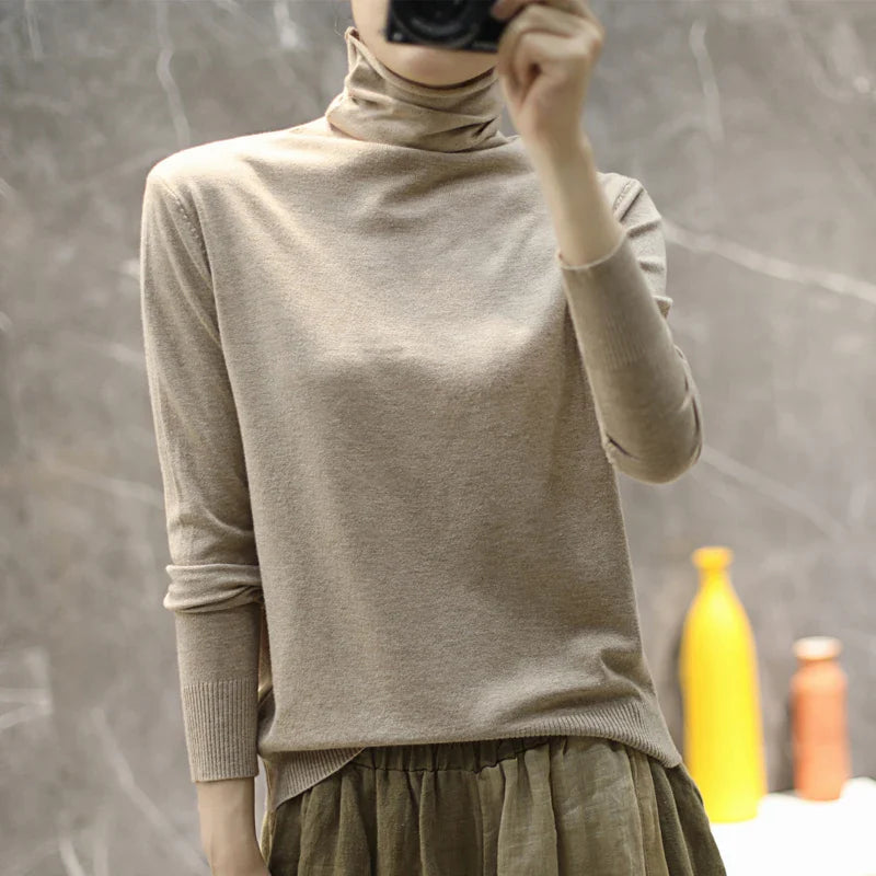 Turtleneck Knit Sweater Long Sleeve Slim Fit Pullover