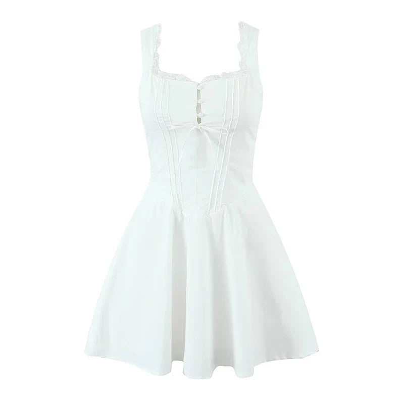 Lace Spaghetti Strap Low Waist Lace-Up Mini Dress
