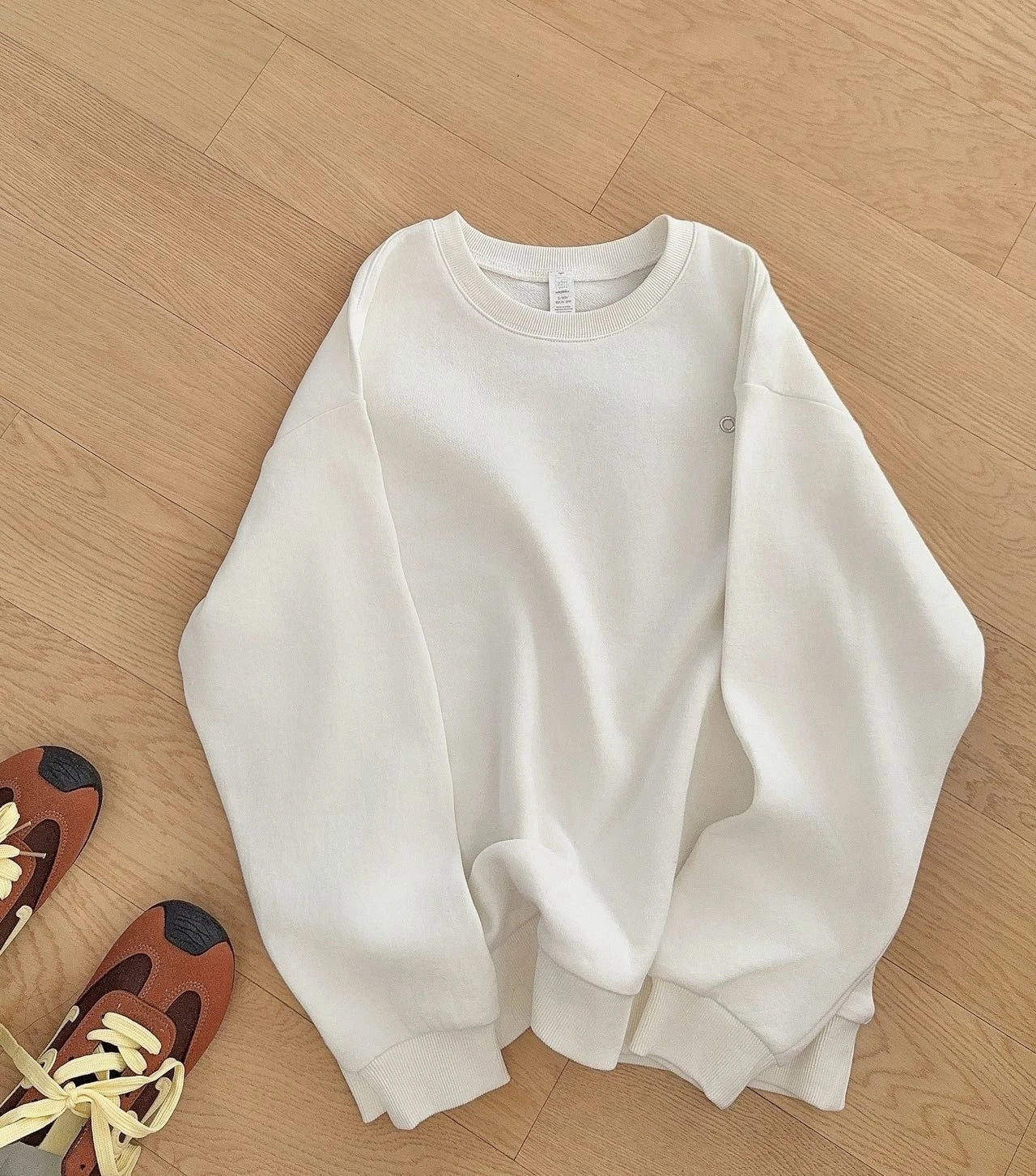 Women's Sweatshirt Sport Classic O Neck Solid Color Casual Loose Pullover Tops Female Solid Cotton Hoodie Women Oversize