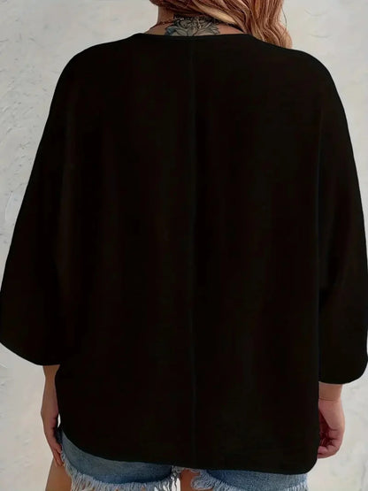 Plus Size Women's V-Neck Long Sleeve Chiffon Blouse
