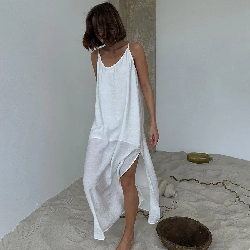 V-Neck Backless Split Maxi Dress
