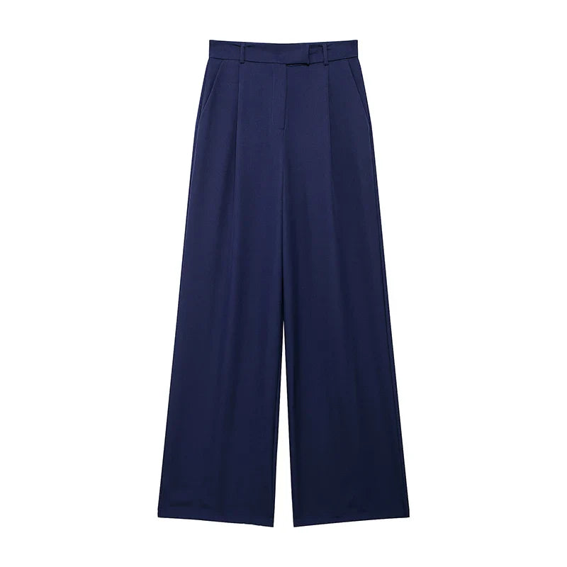 High Waist Straight Pants Front Zipper Regular Fit Full Length