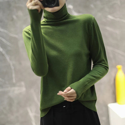Turtleneck Knit Sweater Long Sleeve Slim Fit Pullover