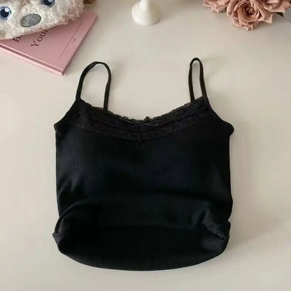 Lace Bow Sleeveless Corset Crop Cami Top