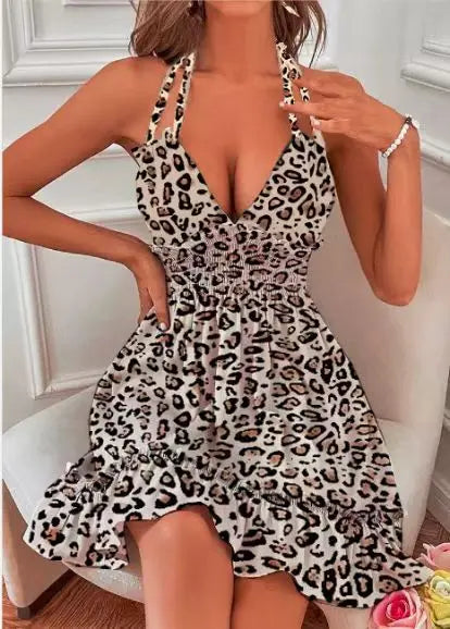 Women's V-Neck Halter Backless Sundress