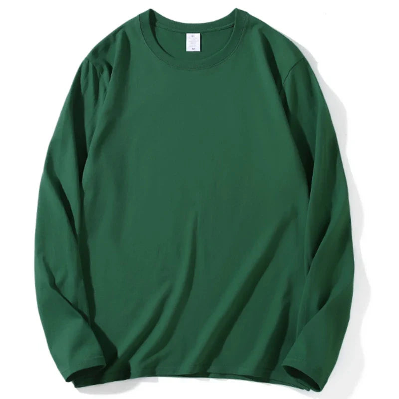 Loose Cotton Long Sleeve Round Neck Tee