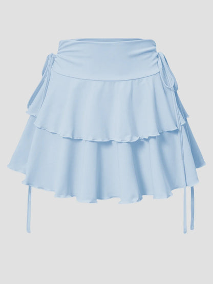 Women's High-Waist Lace-Up Mini Skirt