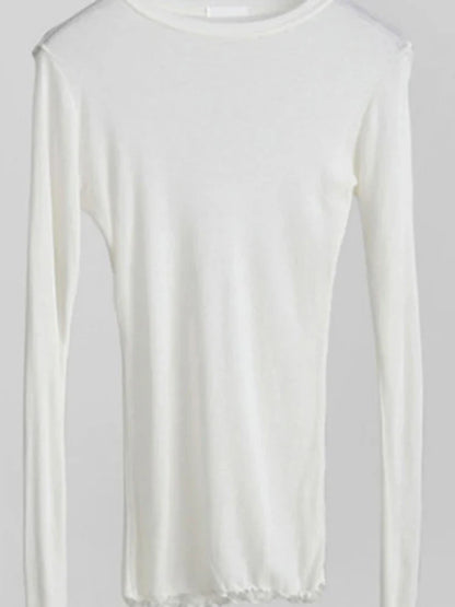Sheer Long Sleeve Slim Fit Basic Tee