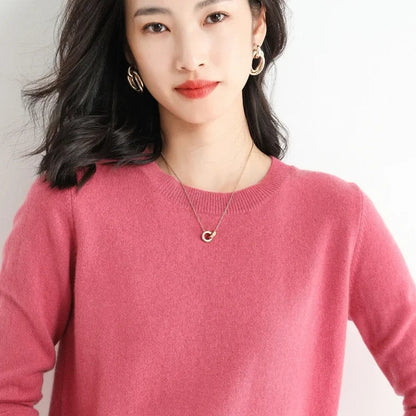 Round Neck Knit Sweater Long Sleeve Regular Fit Pullover