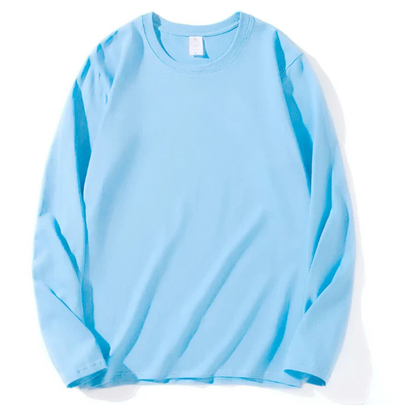 Loose Cotton Long Sleeve Round Neck Tee