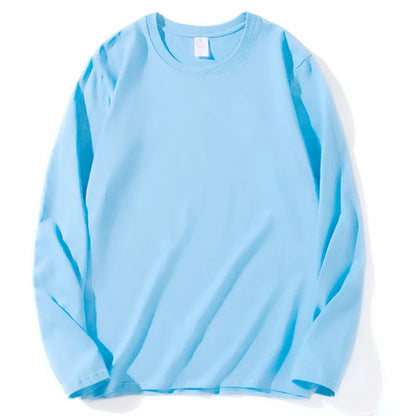 Loose Cotton Long Sleeve Round Neck Tee