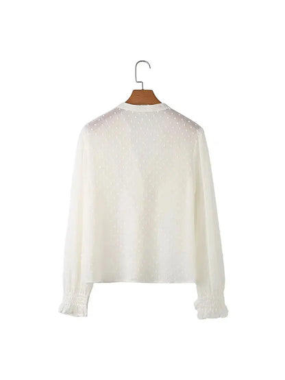 2026 Spring Summer Women French Fashion Chiffon Shirts Ruffle Design Single-breasted Vintage Blouses