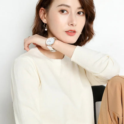 Round Neck Knit Sweater Long Sleeve Regular Fit Pullover
