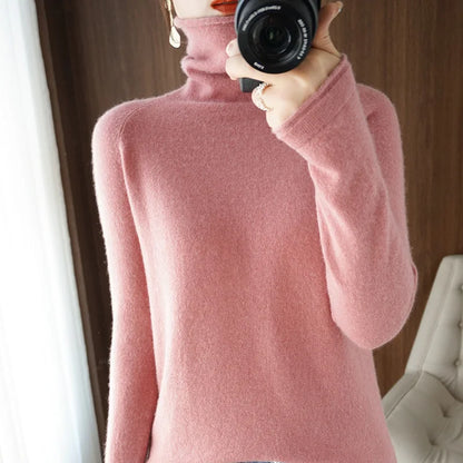 Turtleneck Knit Sweater Long Sleeve Slim Fit Pullover