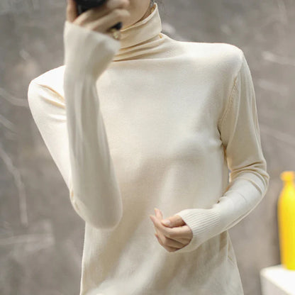 Turtleneck Knit Sweater Long Sleeve Slim Fit Pullover