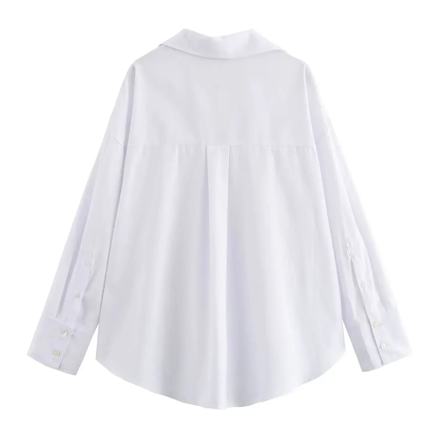 Women's Oxford Button-Up Blouse - Long Sleeve Lapel Shirt