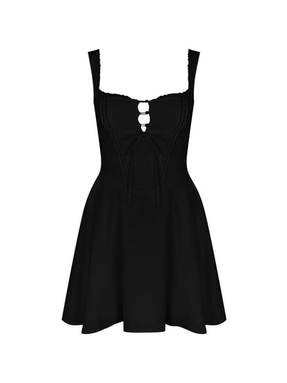 Women's A-Line Party Dress - V-Neck Lace-Up Mini Dress
