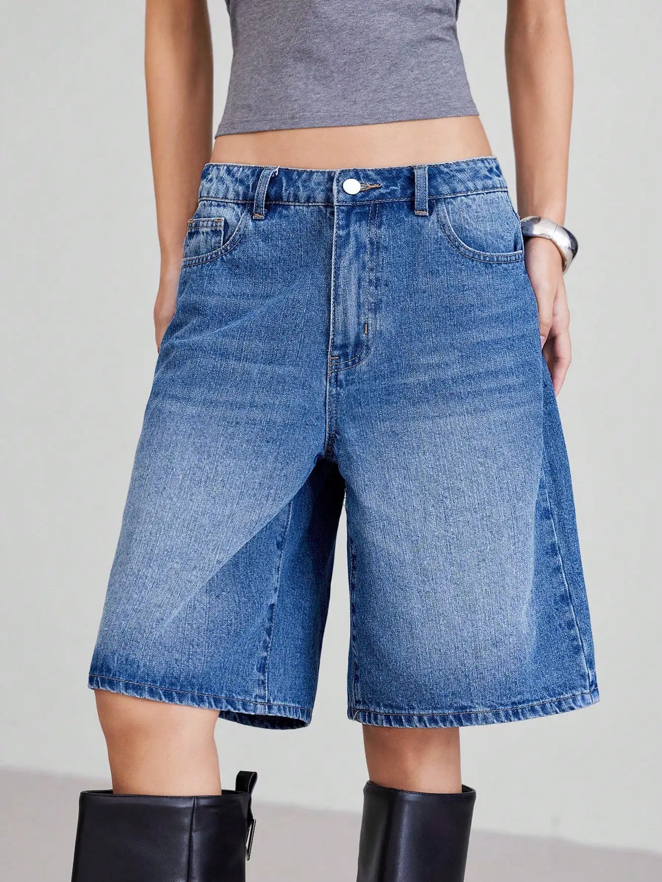 High Waist Loose Denim Shorts