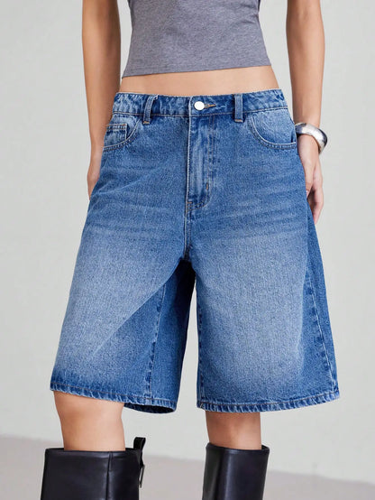 High Waist Loose Denim Shorts
