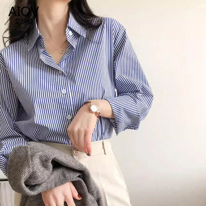 Classic Striped Loose Blouse