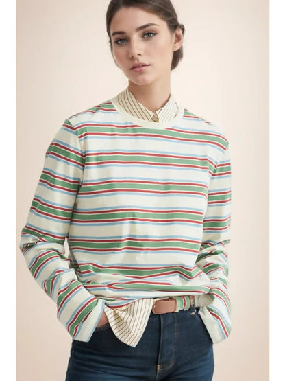 Kawaii Cartoon Print Polo Neck Cotton Tee
