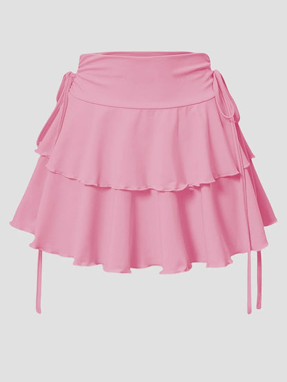 Women's High-Waist Lace-Up Mini Skirt