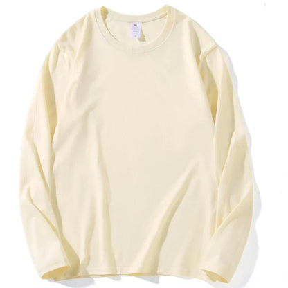 Loose Cotton Long Sleeve Round Neck Tee